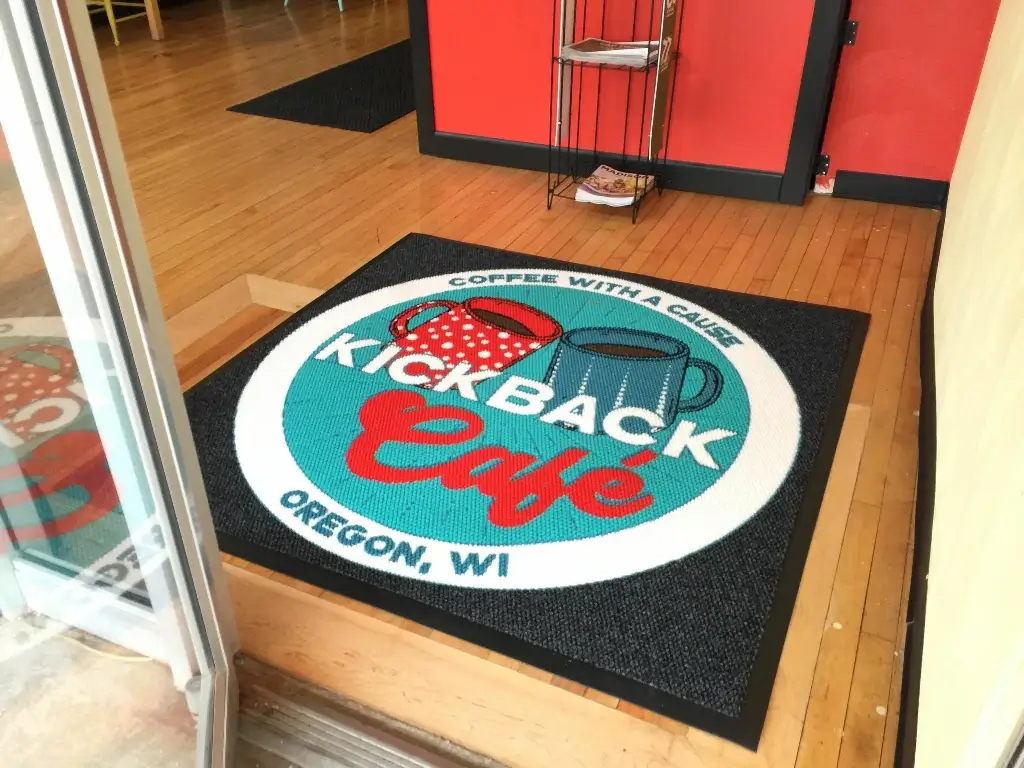 Custom logo mat close-up